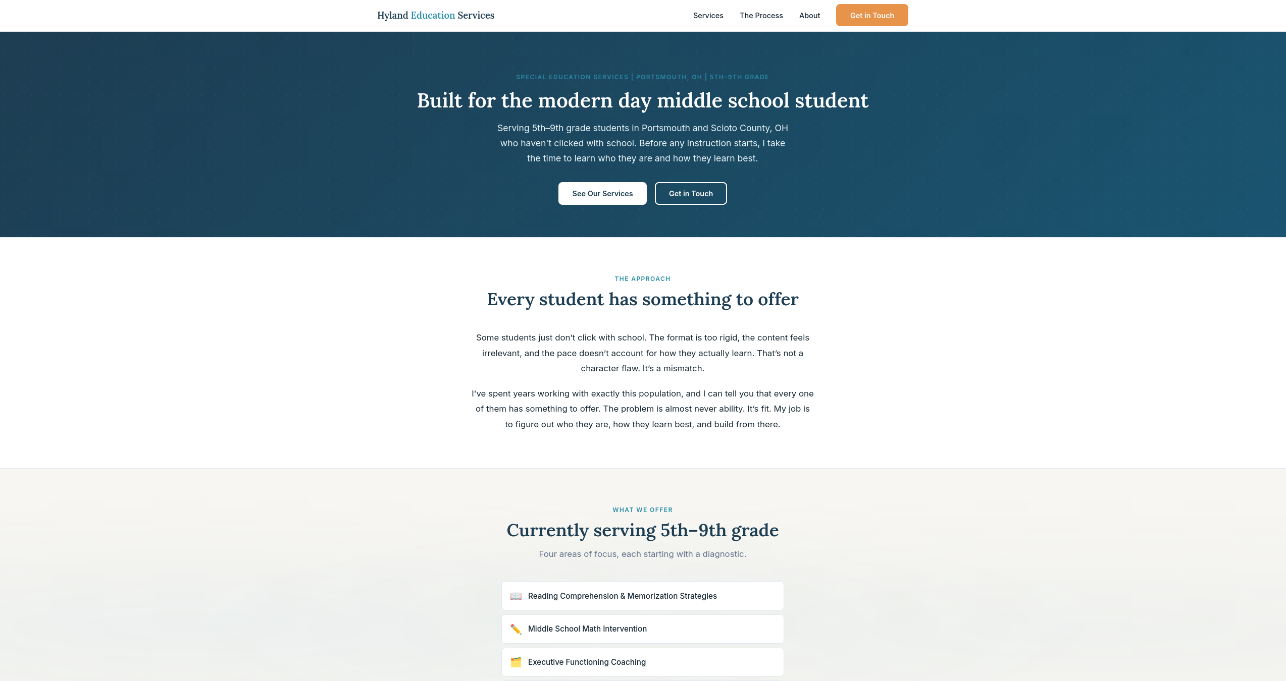 Hyland Education Services website screenshot