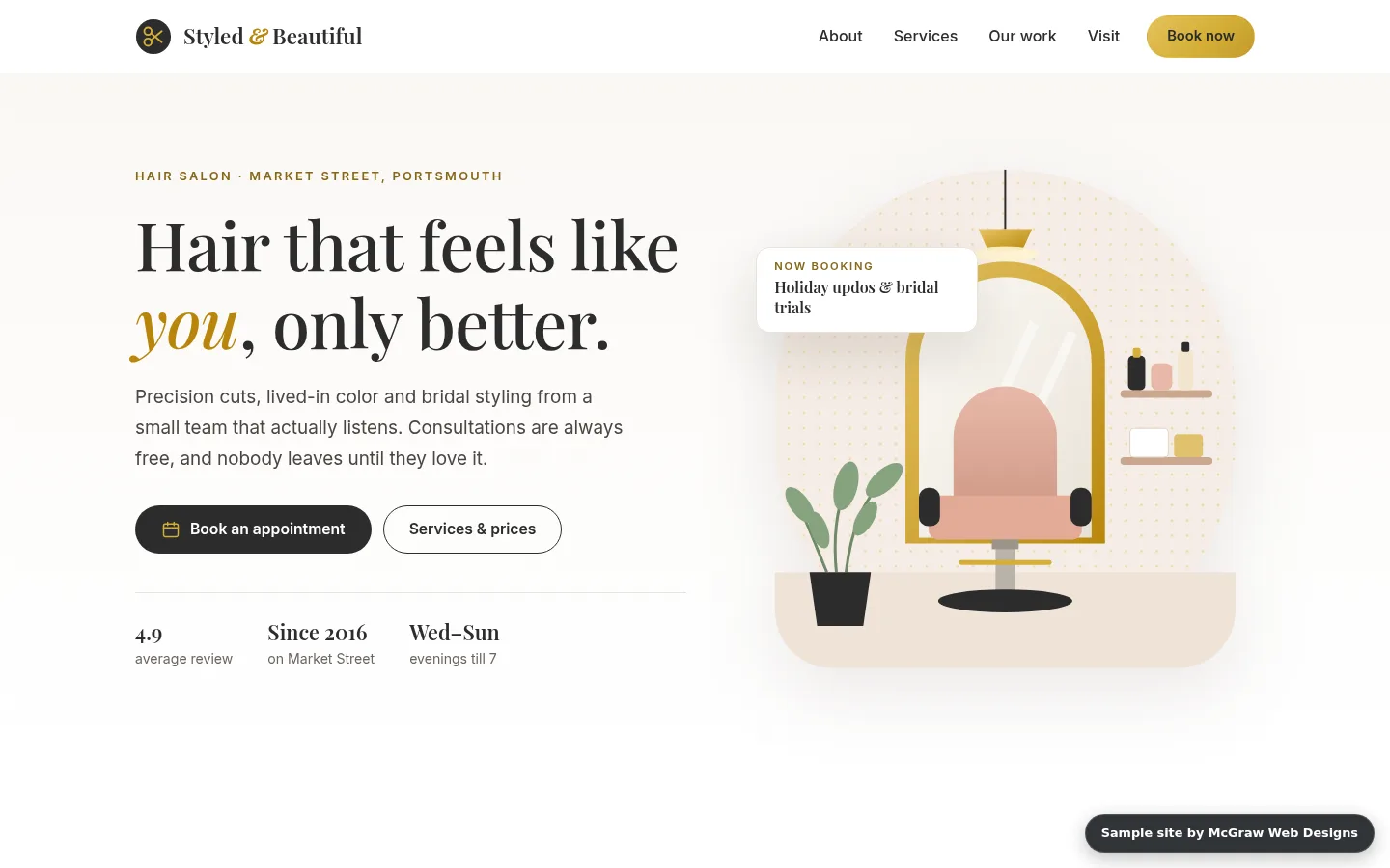 Styled and Beautiful hair salon sample site